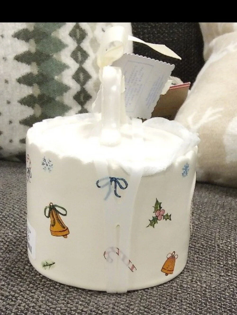 Rae Dunn Holiday Ceramic Sugar Canister - White with Festive Motifs